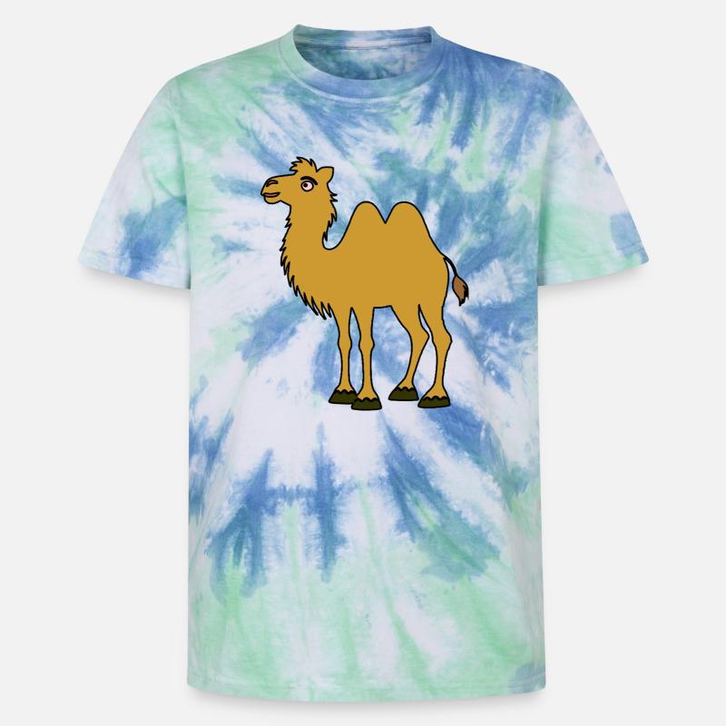 Brown Camel with Two Humps - Unisex Premium Tie-Dye T-Shirt - Blue Spiral