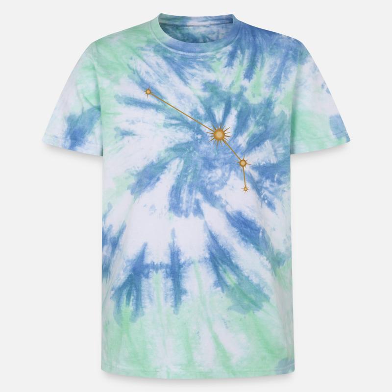 Stern Konstellation Widder Sternzeichen Sternzeichen Golden - Unisex Premium Tie Dye T-Shirt - Spiralblau
