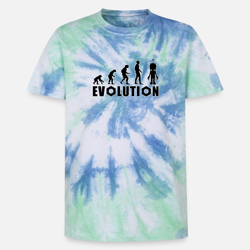 Evolution from human to android - Unisex Premium Tie-Dye T-Shirt - Blue Spiral