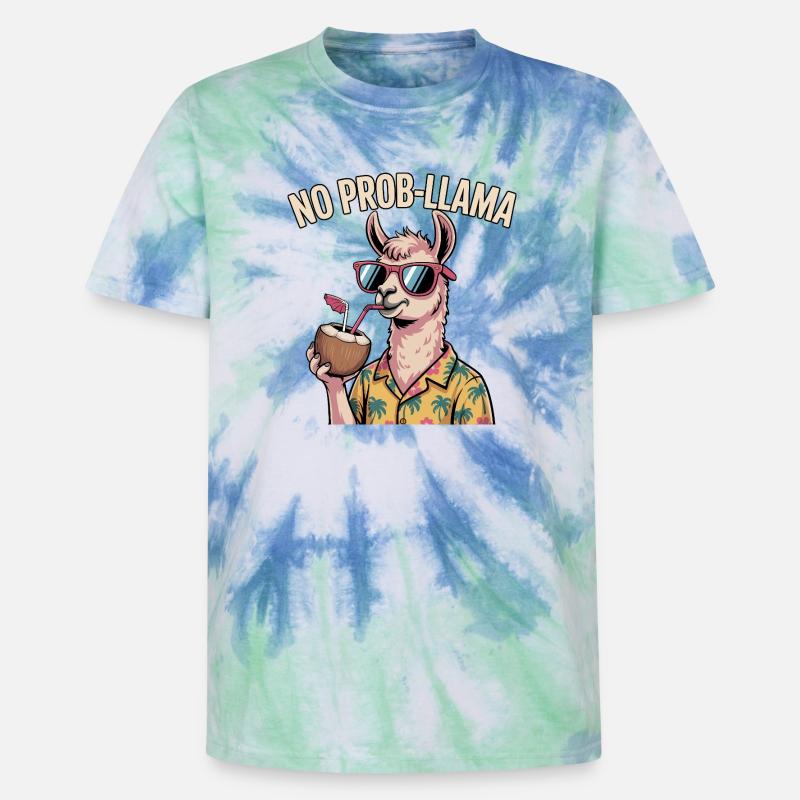 Kein Problem, ein lustiges Lama - Unisex Premium Tie Dye T-Shirt - Spiralblau
