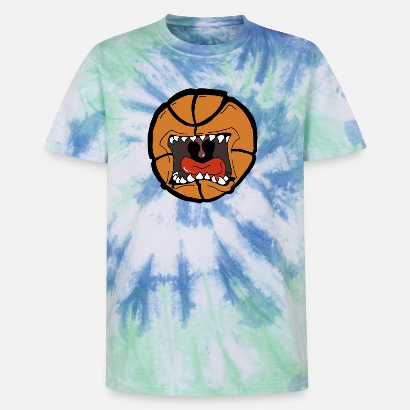 Conception explosive du ballon de basket - T-shirt tie-dye premium unisexe - bleu spirale