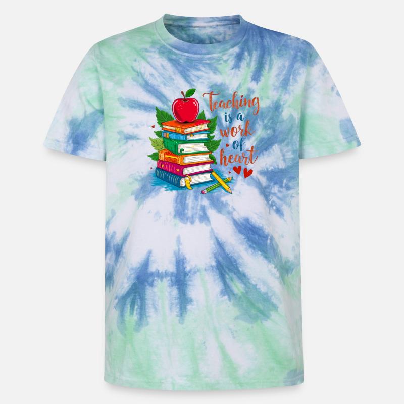 Lehrerin Bokstack und Hjärta - Unisex Premium Tie Dye T-Shirt - Spiralblau