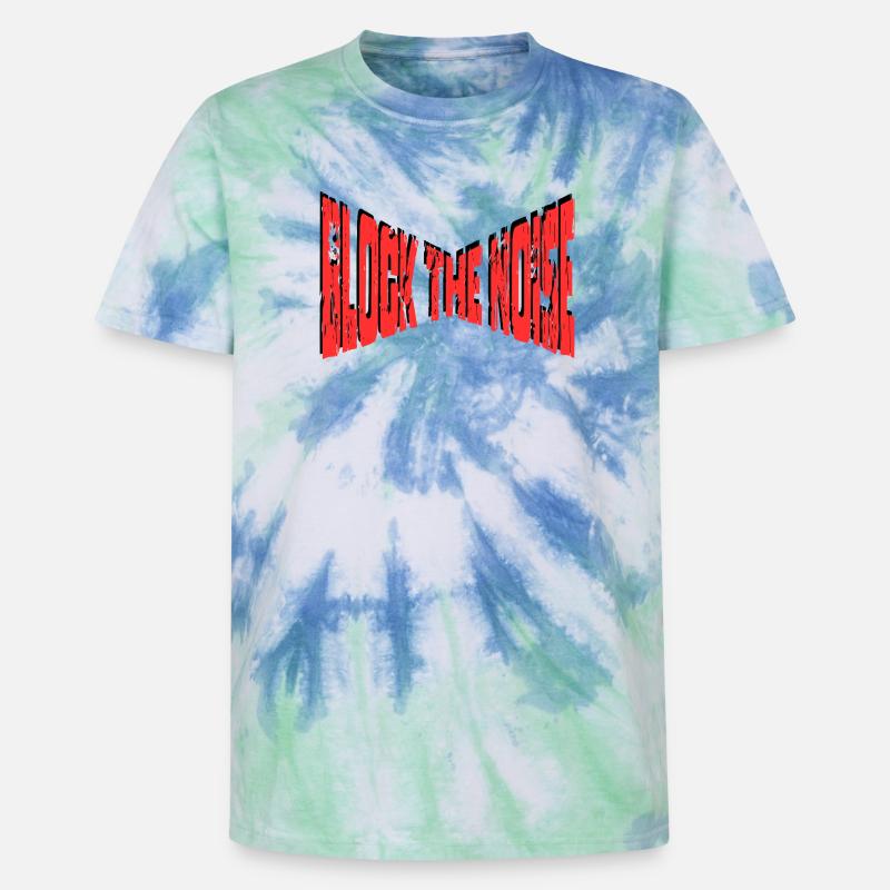 Block The Noise - Statement - Unisex Premium Tie-Dye T-Shirt - Blue Spiral