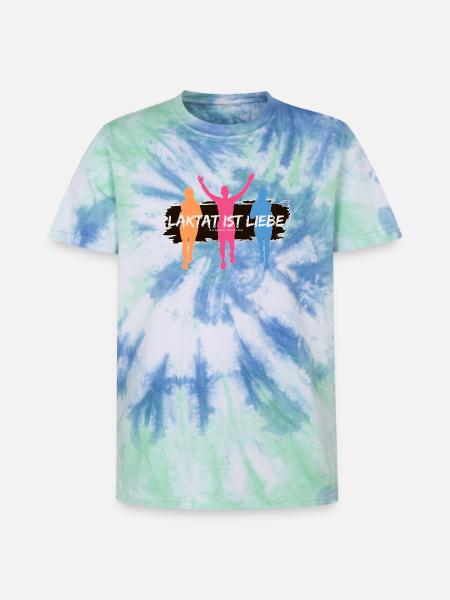Lactate, c’est l’amour – Édition Runner - T-shirt tie-dye premium unisexe - bleu spirale