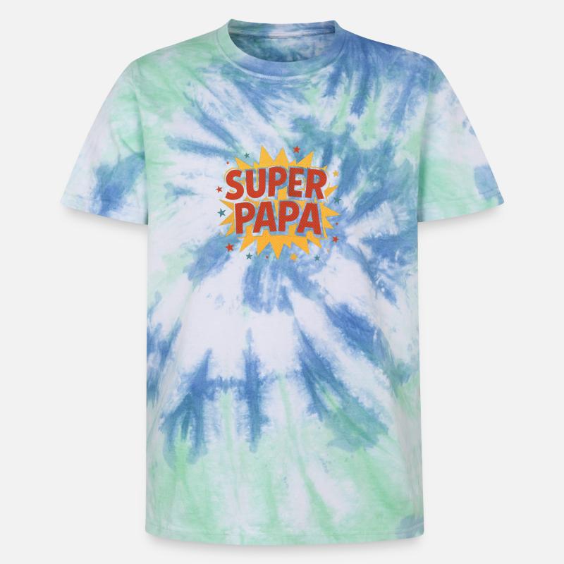 Super Papa Comic Explosion - Unisex Premium Tie Dye T-Shirt - Spiralblau