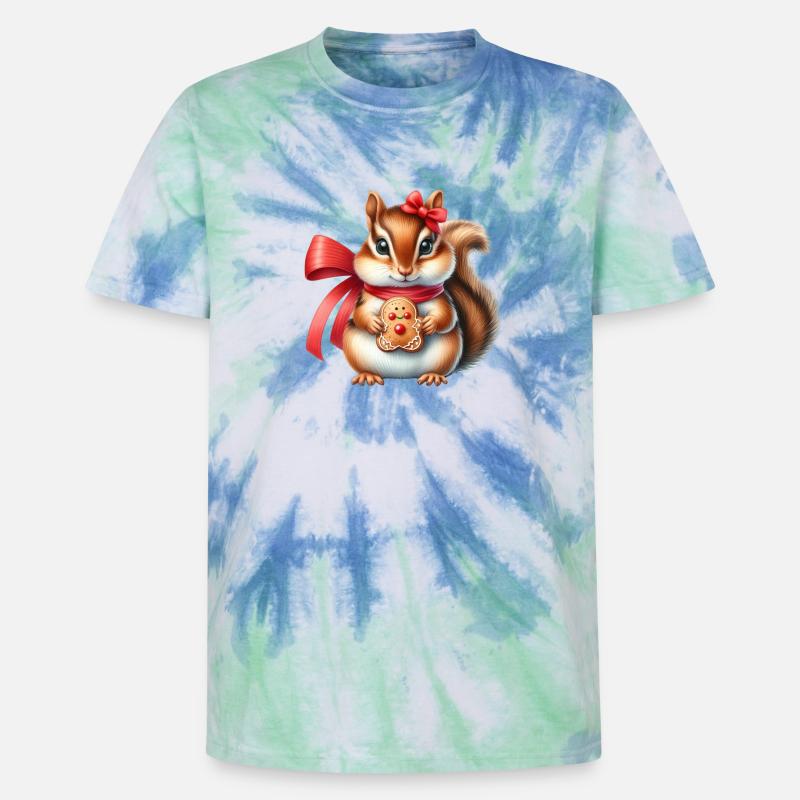 Ingwer-Eichhörnchen mit Keks - Unisex Premium Tie Dye T-Shirt - Spiralblau