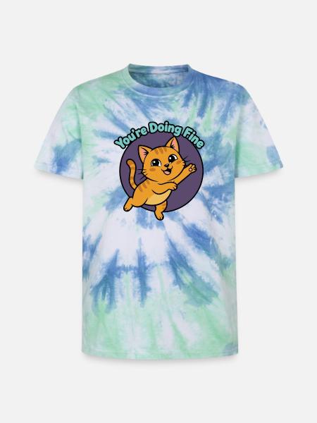 Katzen-Mutmacher: You're Doing Fine - Unisex Premium Tie Dye T-Shirt - Spiralblau