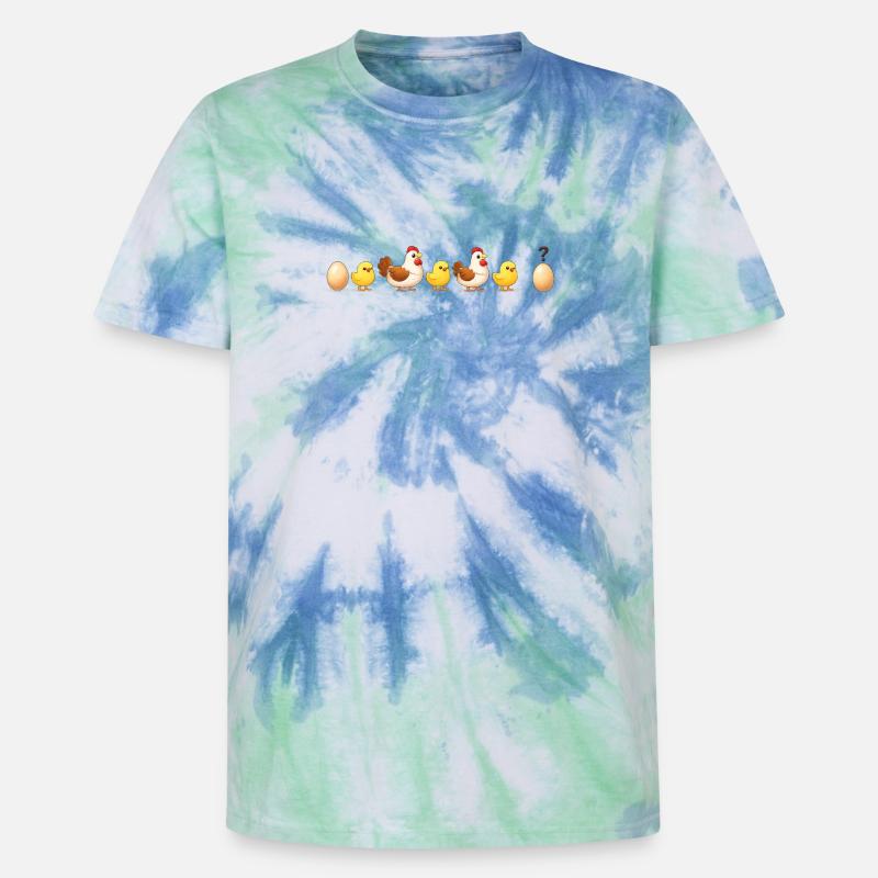 Evolution egg chick hen darwin - Unisex Premium Tie-Dye T-Shirt - Blue Spiral
