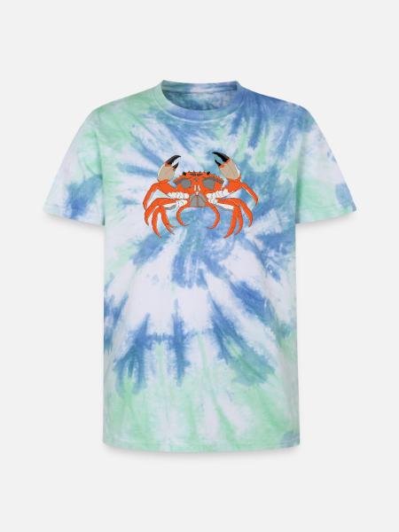 Crab Print - Unisex Premium Tie-Dye T-Shirt - Blue Spiral