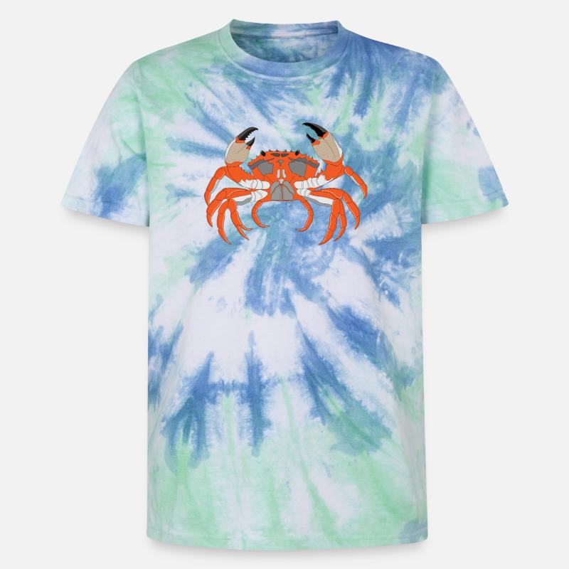 Empreinte de crabe - T-shirt tie-dye premium unisexe - bleu spirale