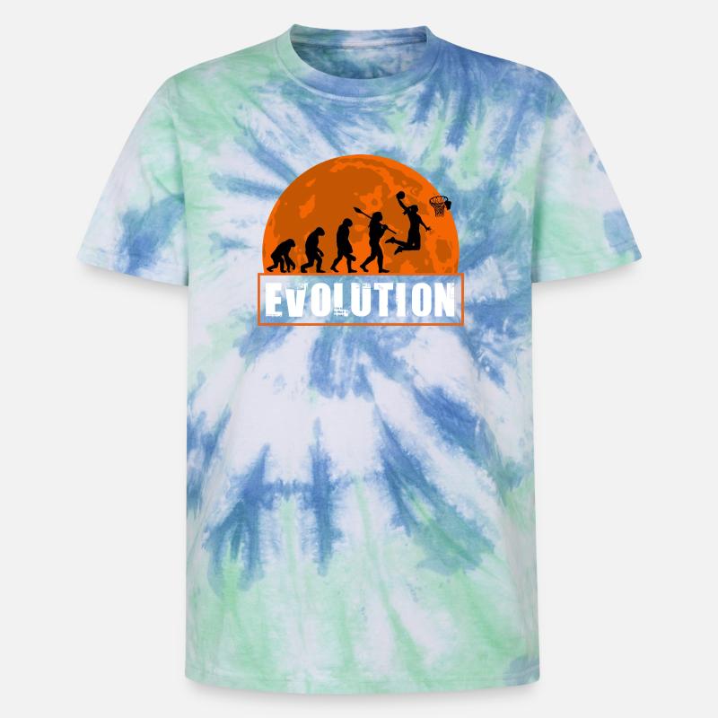 Basketball Evolution Player Dunking Silhouette - Unisex Premium Tie-Dye T-Shirt - Blue Spiral