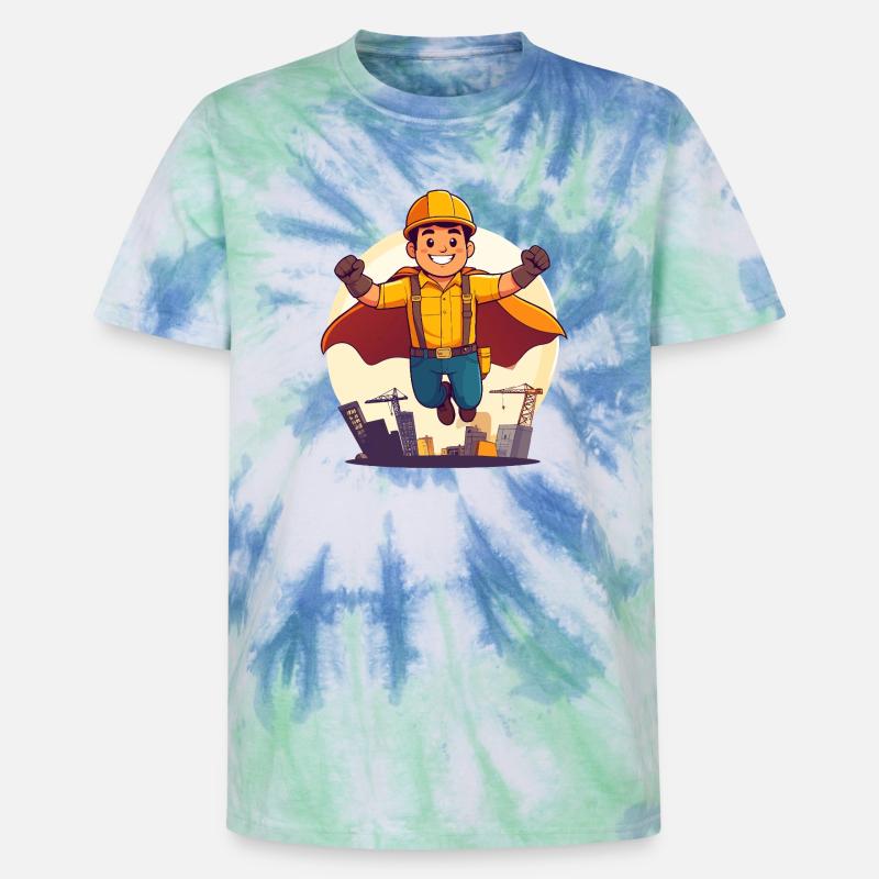 Bauhelden Superheld Bauarbeiter Held der Baustelle - Unisex Premium Tie Dye T-Shirt - Spiralblau