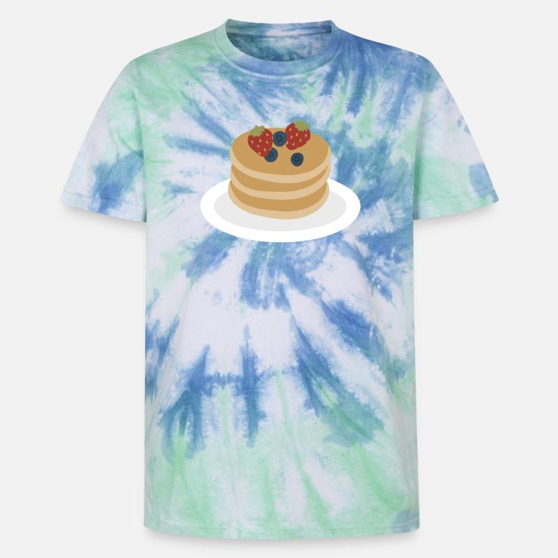 Berry Pancake Stack Artwork - Unisex Premium Tie-Dye T-Shirt - Blue Spiral