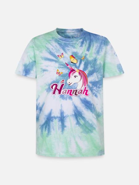 Hannah , Mädchenname, Lieblingsname - Unisex Premium Tie Dye T-Shirt - Spiralblau