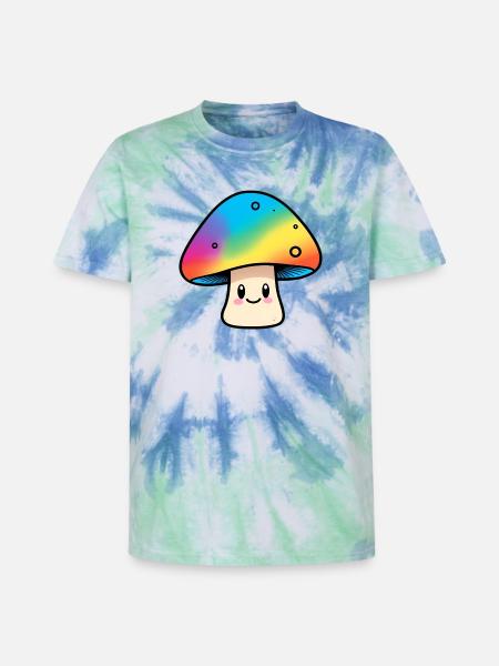 Kawaii Regenbogenpilz Design - Unisex Premium Tie Dye T-Shirt - Spiralblau
