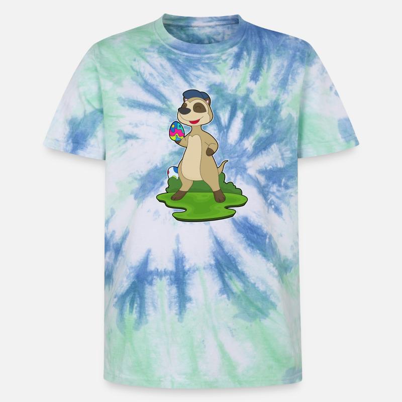 Meerkat Easter Easter Eggs - Unisex Premium Tie-Dye T-Shirt - Blue Spiral
