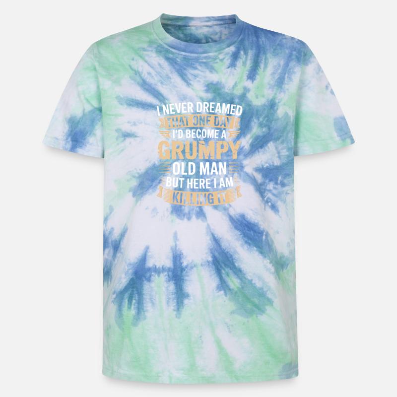 Grumpy Old Man Killing It - Unisex Premium Tie-Dye T-Shirt - Blue Spiral