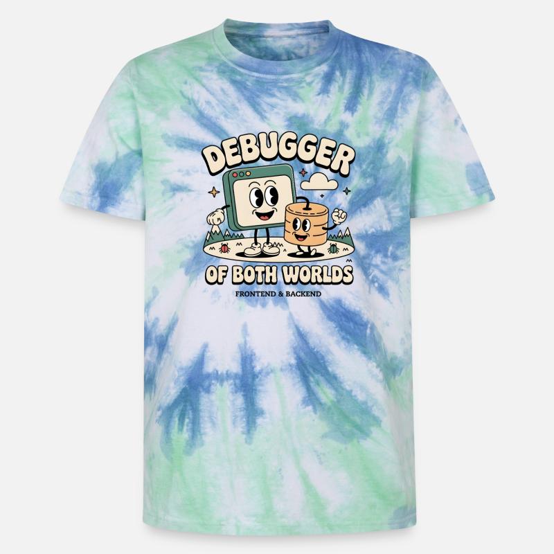 Debugger beider Welten | Debugging Dev - Unisex Premium Tie Dye T-Shirt - Spiralblau