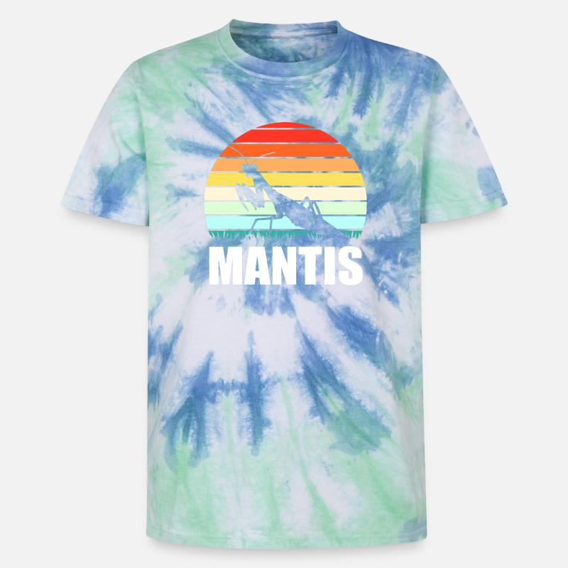 Mantis Gottesanbeter Gottesanbeterin - Unisex Premium Tie Dye T-Shirt - Spiralblau