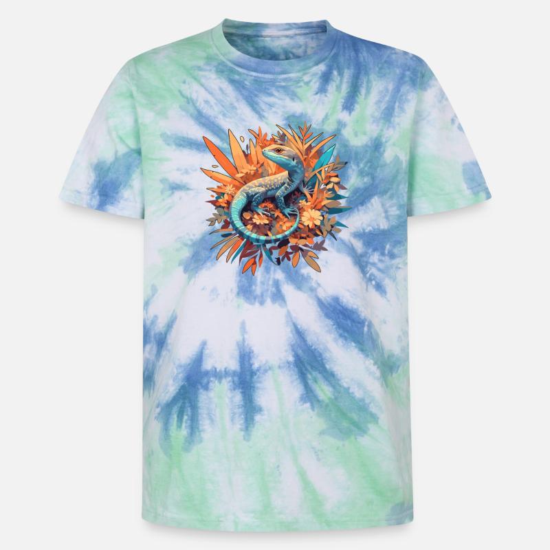 Eidechsen Eidechse - Unisex Premium Tie Dye T-Shirt - Spiralblau
