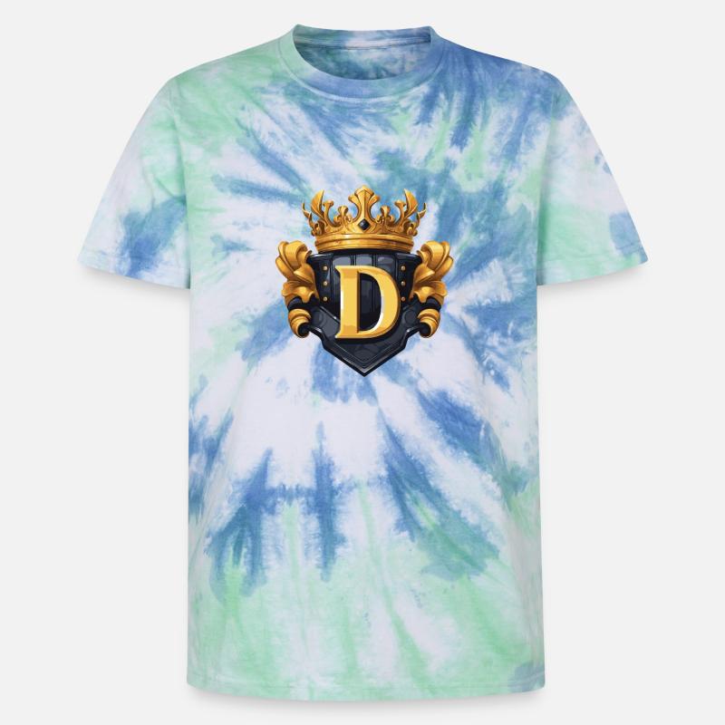 D Buchstabe Name Krone - Unisex Premium Tie Dye T-Shirt - Spiralblau