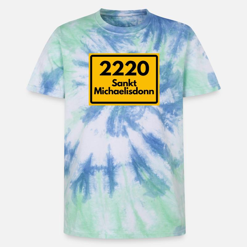 OLD POSTCODE POSTCODE 2220 SANKT MICHAELISDONN - Unisex Premium Tie-Dye T-Shirt - Blue Spiral