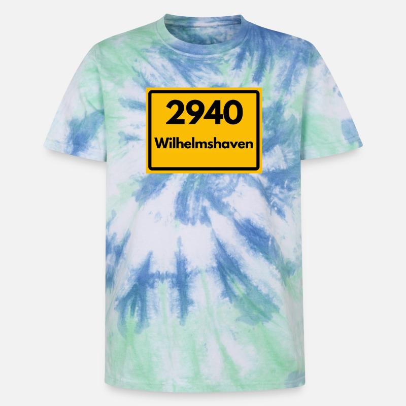 OLD POSTCODE POSTCODE RETRO 2940 WILHELMSHAVEN - Unisex Premium Tie-Dye T-Shirt - Blue Spiral