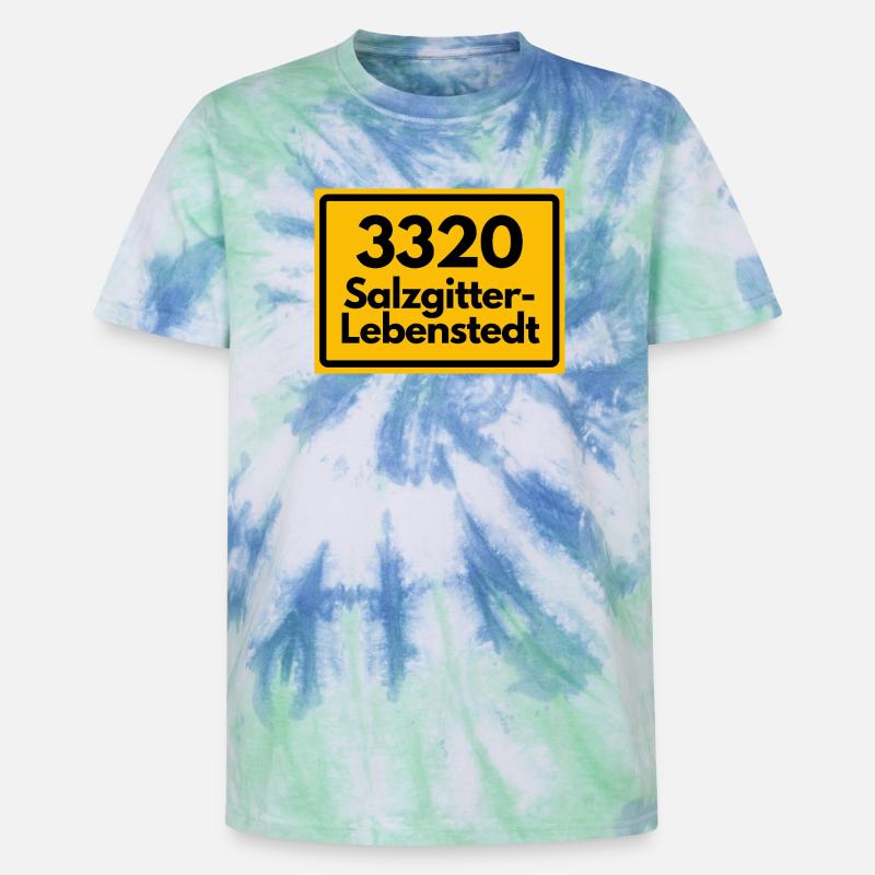 OLD POSTCODE POSTCODE RETRO 3320 SALZGITTER - Unisex Premium Tie-Dye T-Shirt - Blue Spiral