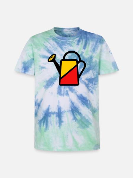 Two-tone watering can tool vegetable gardener - Unisex Premium Tie-Dye T-Shirt - Blue Spiral