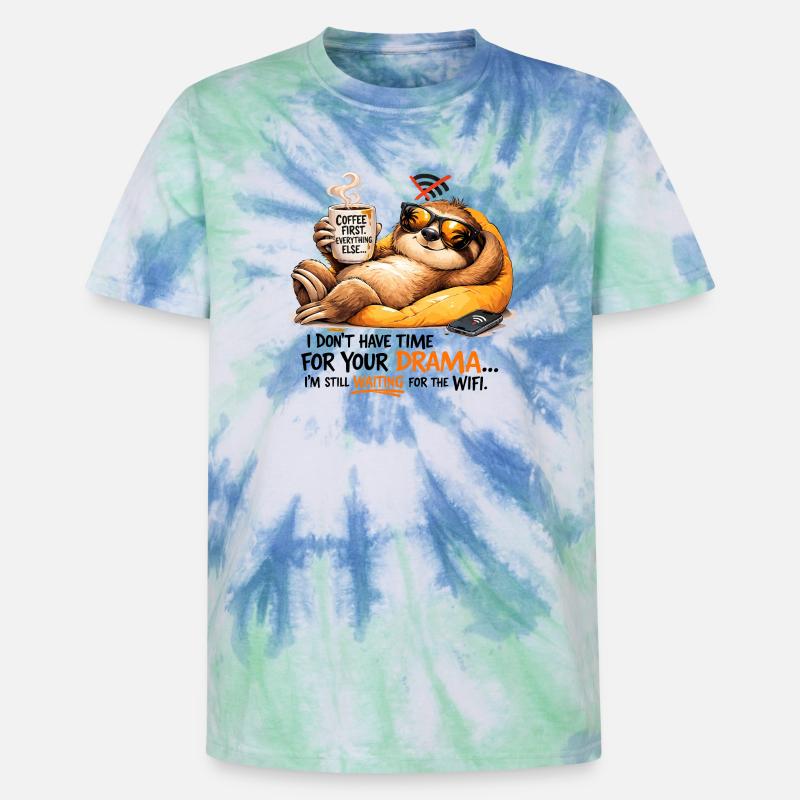 Dramat w Sloth Coffee Lounge - Koszulka tie-dye unisex Premium - niebieska spirala