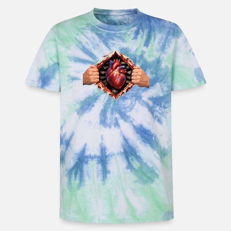 Herz durch das geplatzte Gehäuse - Unisex Premium Tie Dye T-Shirt - Spiralblau