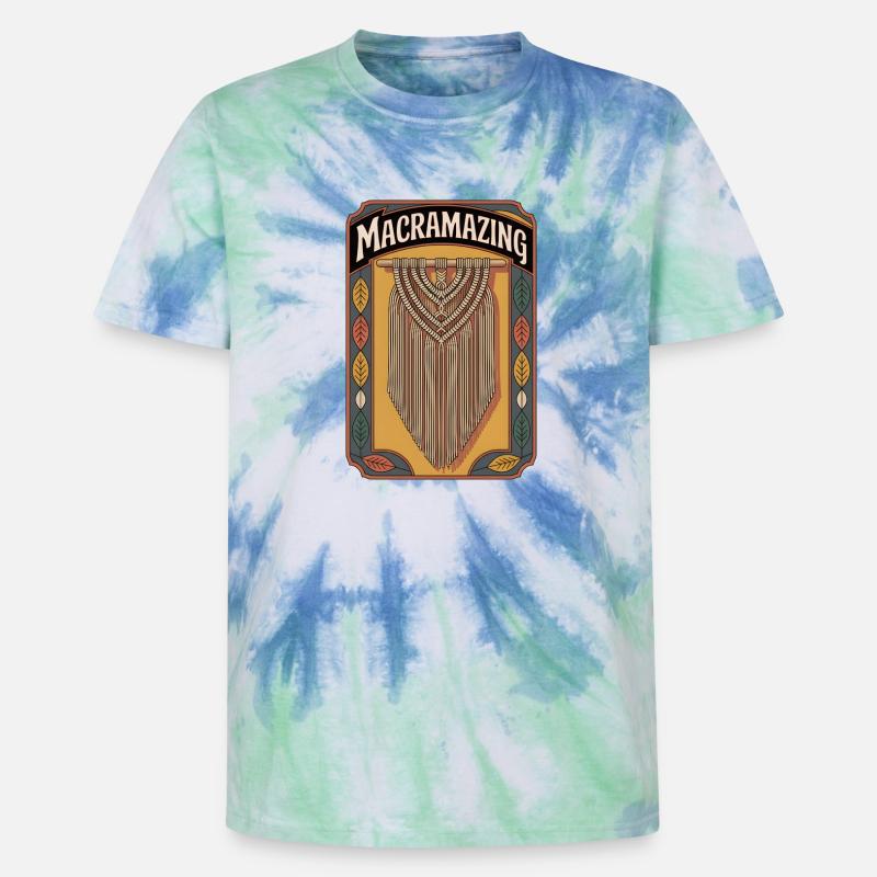 Macrame Awesome | Knot Art Boho - Unisex Premium Tie-Dye T-Shirt - Blue Spiral