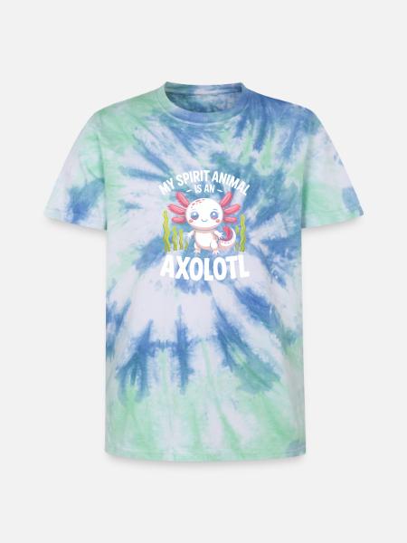 Axolotl Geisttier-Tee - Unisex Premium Tie Dye T-Shirt - Spiralblau