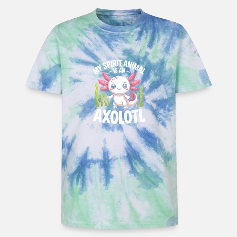 Axolotl Geisttier-Tee - Unisex Premium Tie Dye T-Shirt - Spiralblau