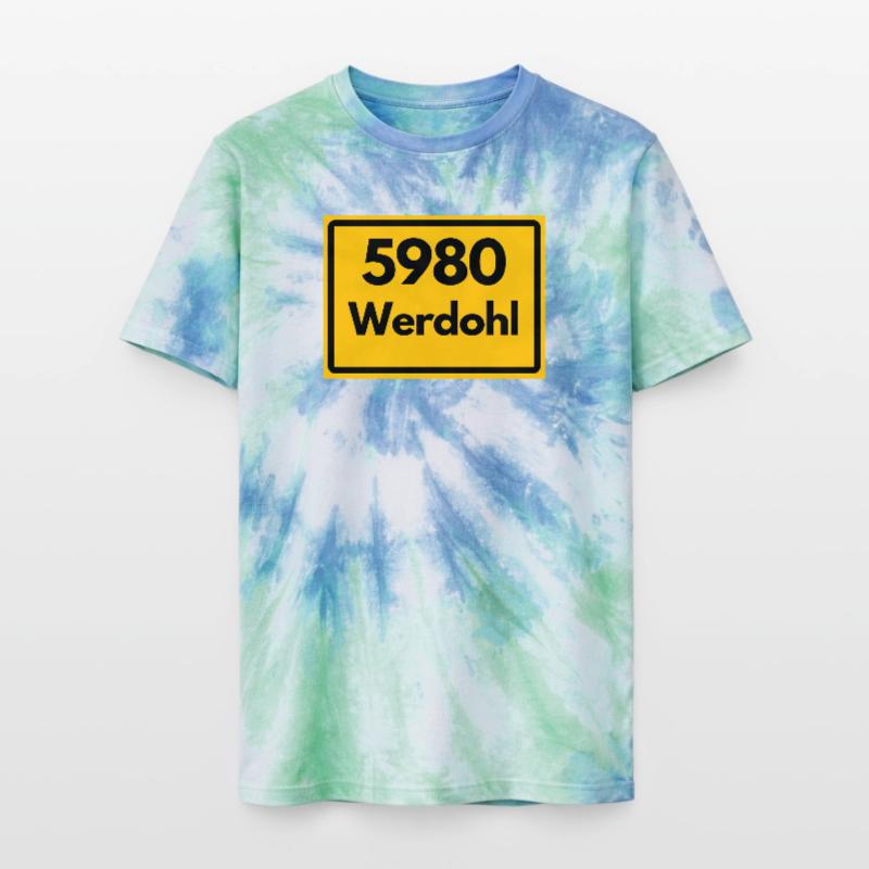 OLD POSTCODE POSTCODE RETRO 5980 WERDOHL HEIMAT Unisex Premium Tie-Dye T-Shirt
