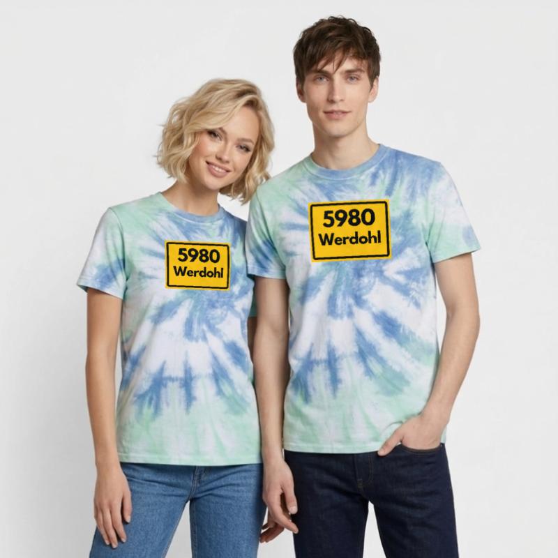 OLD POSTCODE POSTCODE RETRO 5980 WERDOHL HEIMAT Unisex Premium Tie-Dye T-Shirt