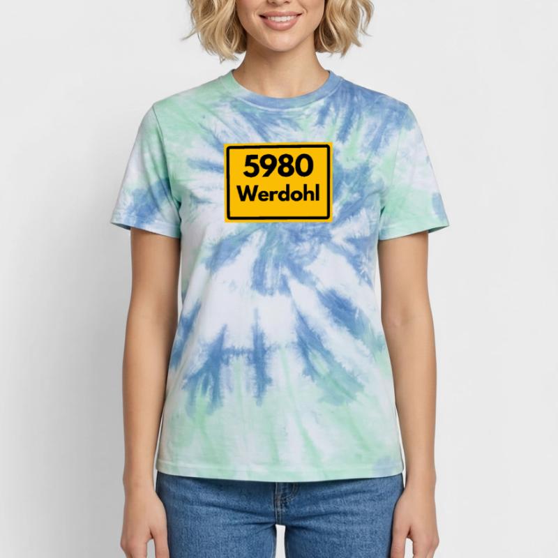 OLD POSTCODE POSTCODE RETRO 5980 WERDOHL HEIMAT Unisex Premium Tie-Dye T-Shirt