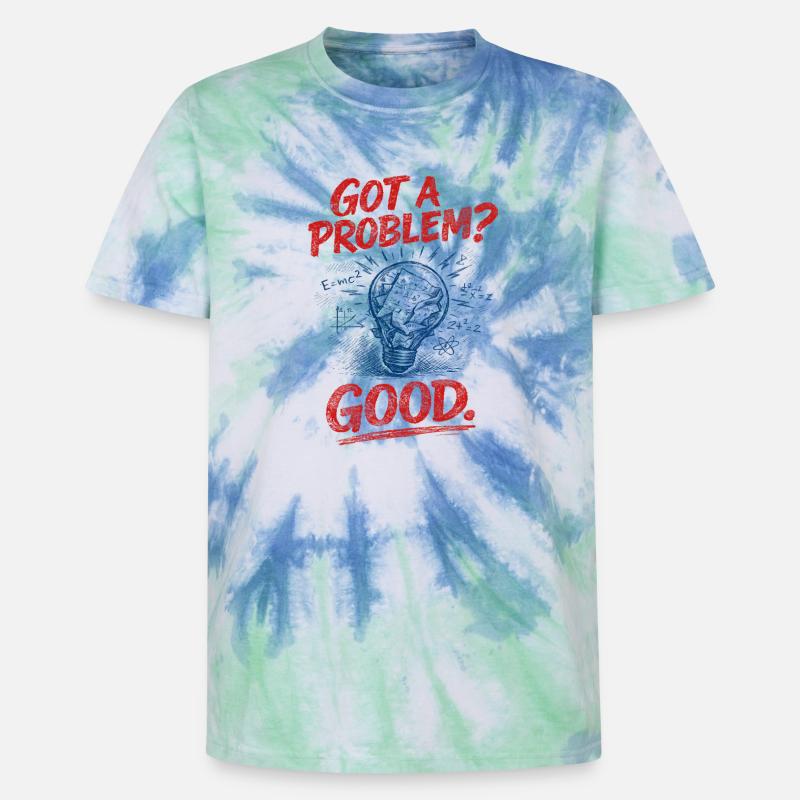 Problem? That's good | Math Teacher Math Humor - Unisex Premium Tie-Dye T-Shirt - Blue Spiral