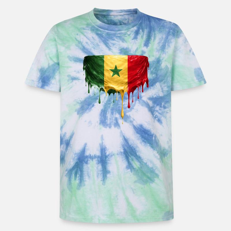 Senegalin lipunpudotustaide - Unisex Premium tie-dye T-paita - spiraalisininen