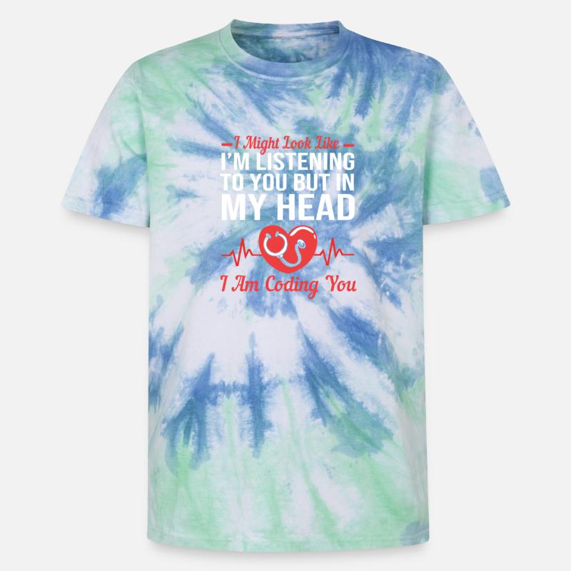 Medizin Programmierer Medizinischer Coder - Unisex Premium Tie Dye T-Shirt - Spiralblau