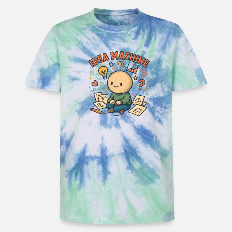 Idea Machine: Creative Brain Game - Unisex Premium Tie-Dye T-Shirt - Blue Spiral