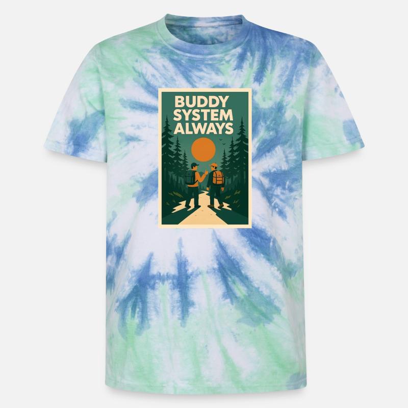Immer Buddy-System | Pfadfinder - Unisex Premium Tie Dye T-Shirt - Spiralblau