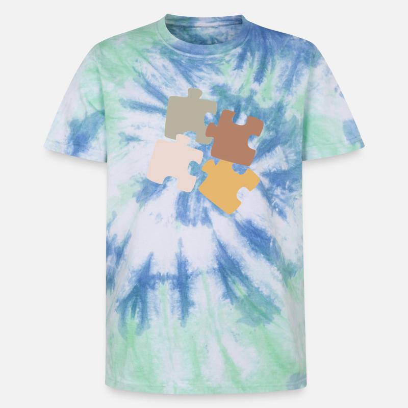 Puzzle Patchwork Vielfalt - Unisex Premium Tie Dye T-Shirt - Spiralblau