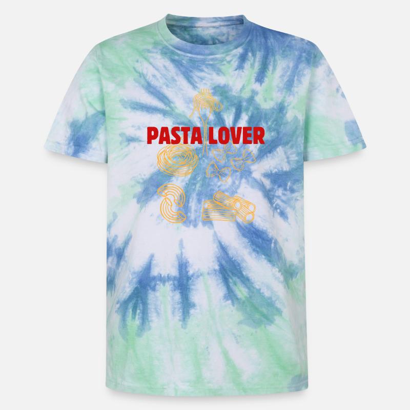 Pasta Lover Pattern - Unisex Premium Tie-Dye T-Shirt - Blue Spiral