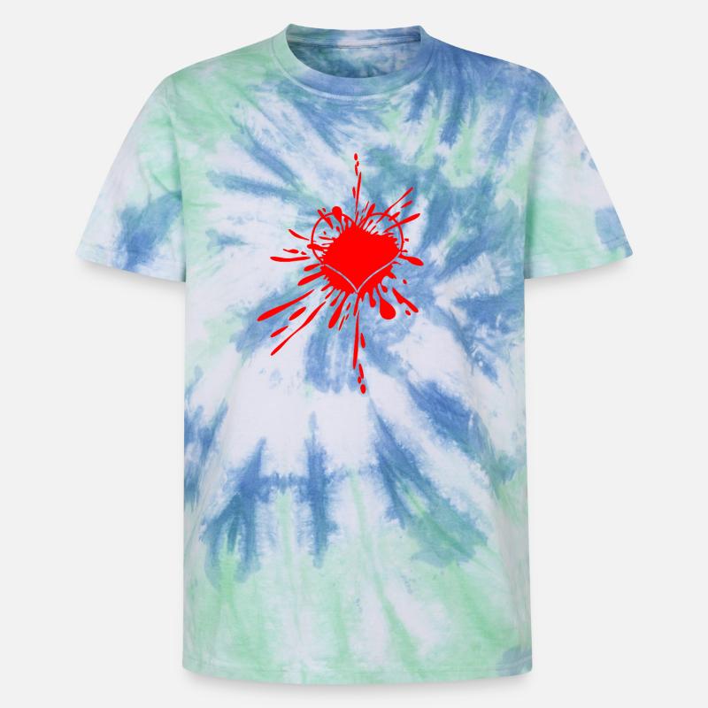 Herzspritzer Splatterkunst - Unisex Premium Tie Dye T-Shirt - Spiralblau