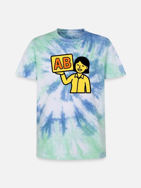 Teacher Elementary School ABC Vector - Unisex Premium Tie-Dye T-Shirt - Blue Spiral