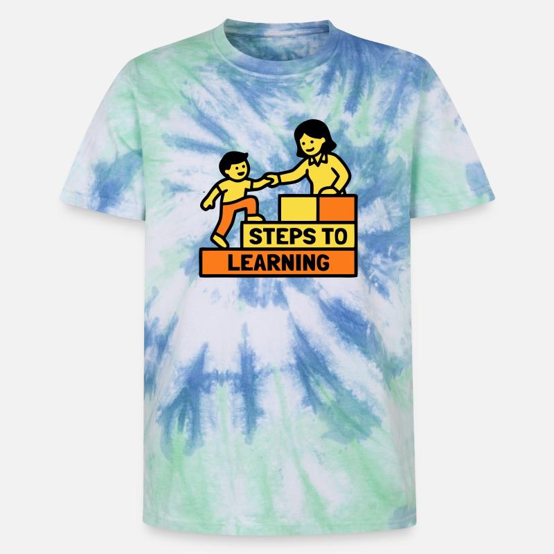 Steps to Learning Schule Logo - Unisex Premium Tie Dye T-Shirt - Spiralblau