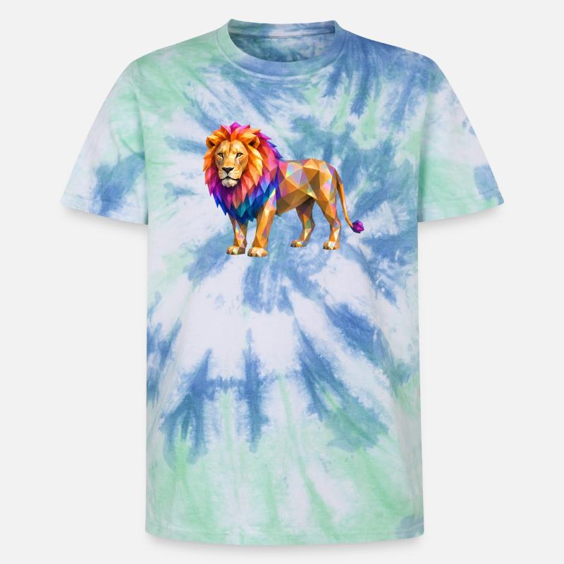 Polygonlöwe Farbexplosion - Unisex Premium Tie Dye T-Shirt - Spiralblau