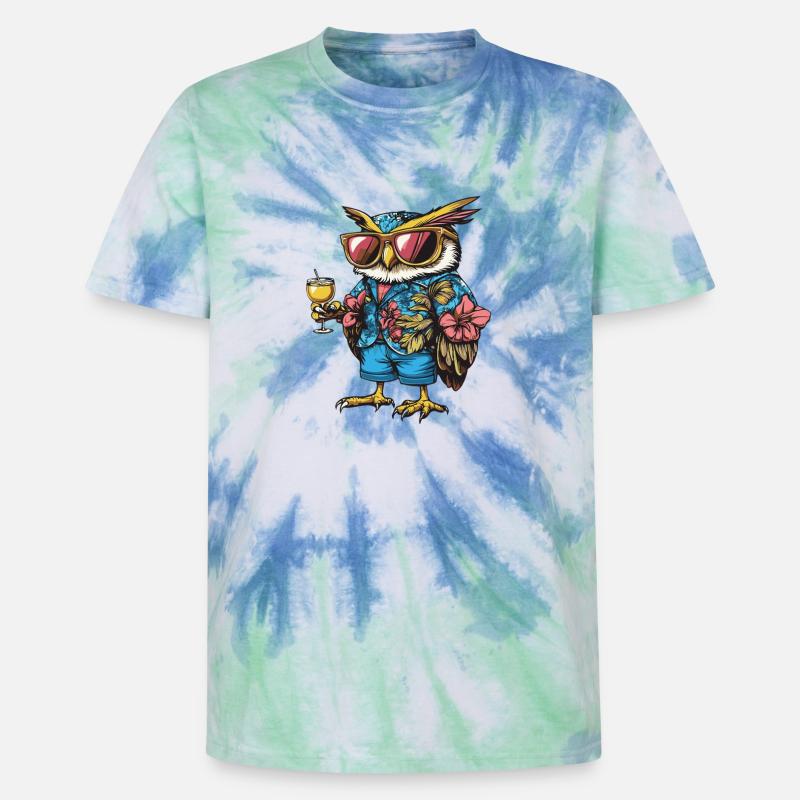 Eule Comic Sommer - Unisex Premium Tie Dye T-Shirt - Spiralblau