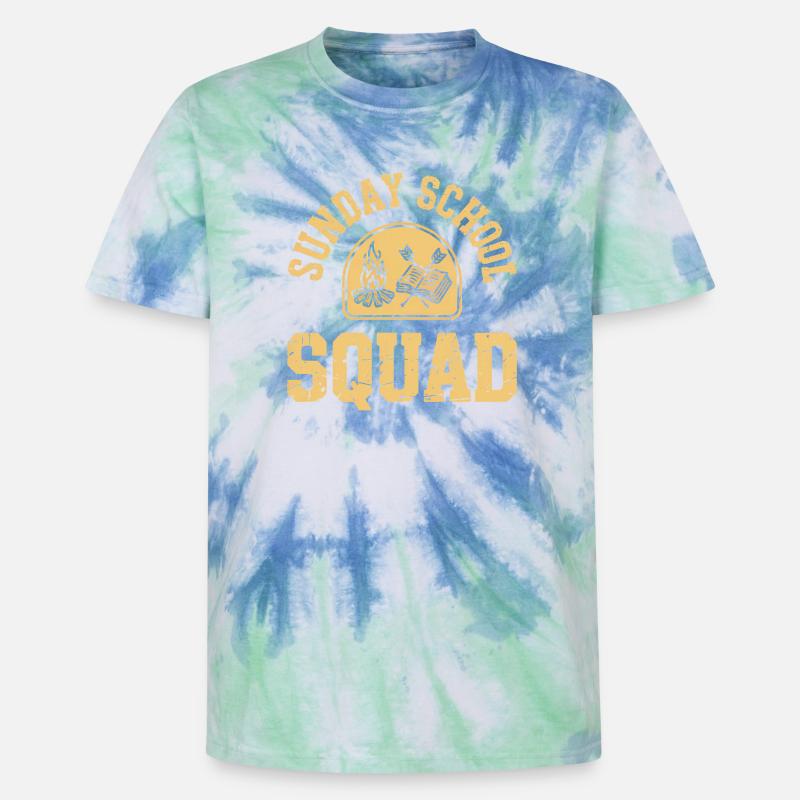 Équipe d’école du dimanche - T-shirt tie-dye premium unisexe - bleu spirale